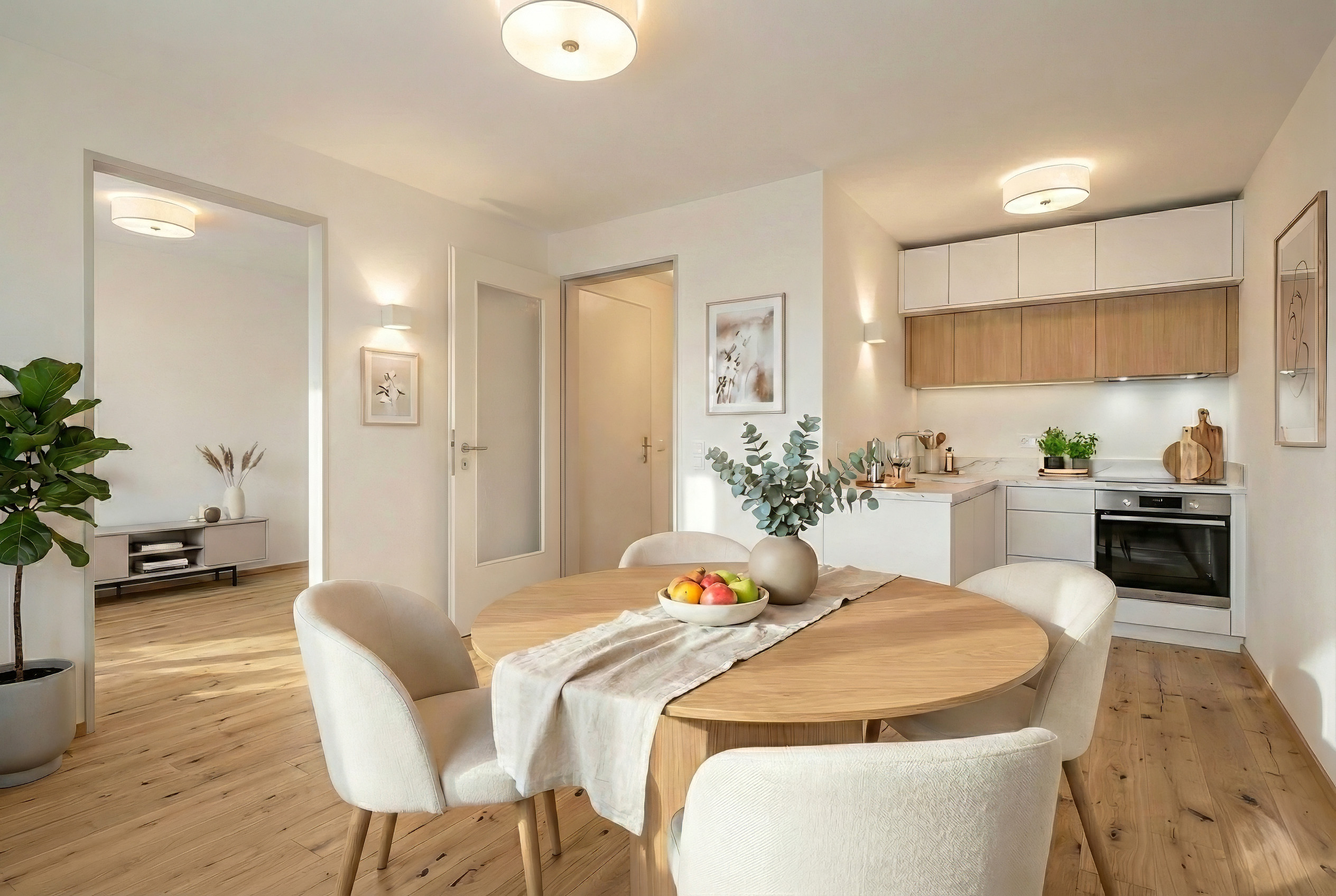 Essbereich mit offener Küche – Visualisierung