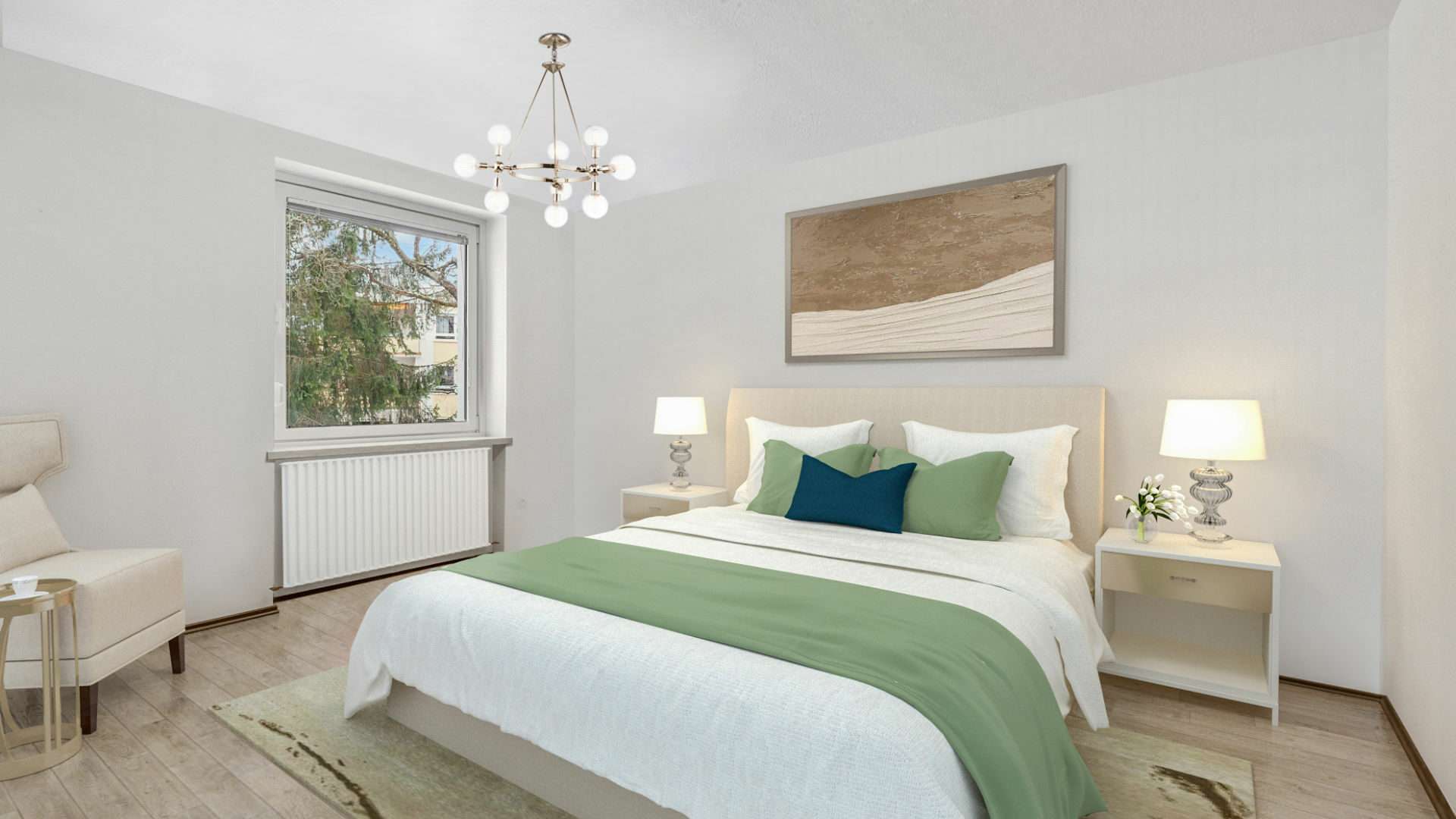 Beispielgestaltung: Schlafzimmer nach Renovierung