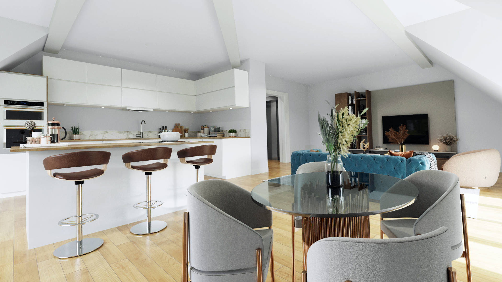 Offene Küche, die Sie individuell gestalten können.